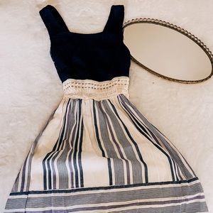 Blue striped Linen-like dress